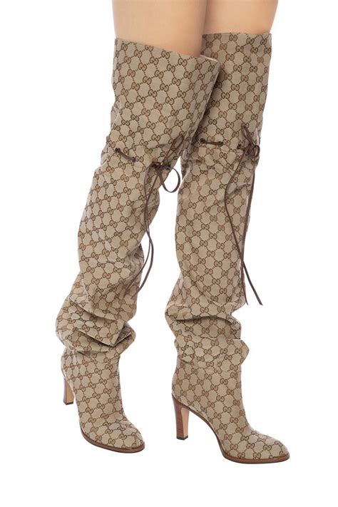 gucci high top strap signature boots|gucci thigh high boots sale.